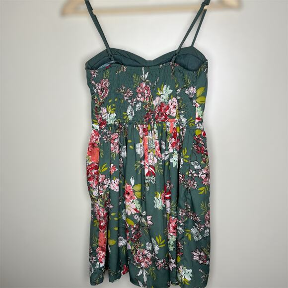 BOG Collective Bustier Babydoll Dress Small Mini Green Floral Band of Gypsies - Picture 4 of 9